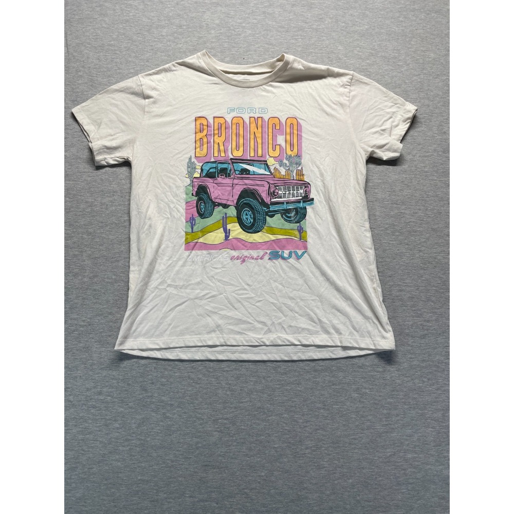 Ford Bronco America's Original SUV T Shirt Mens 2XL Beige Graphic Print Cotton